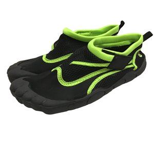 HydroPro 3.0 Water Shoes Toes Womens Sz 9 Black with Green Ocean Beach Pool
